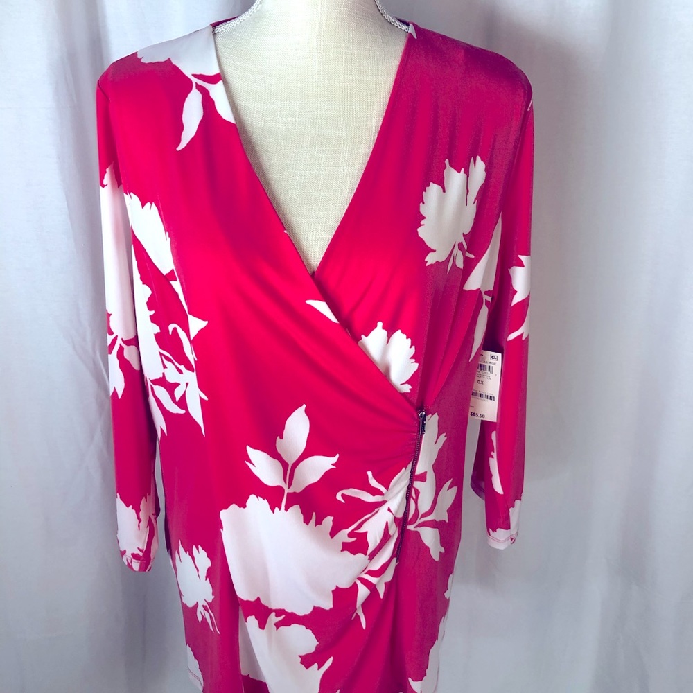 Alfani Size 0X Pink & White Floral Blouse